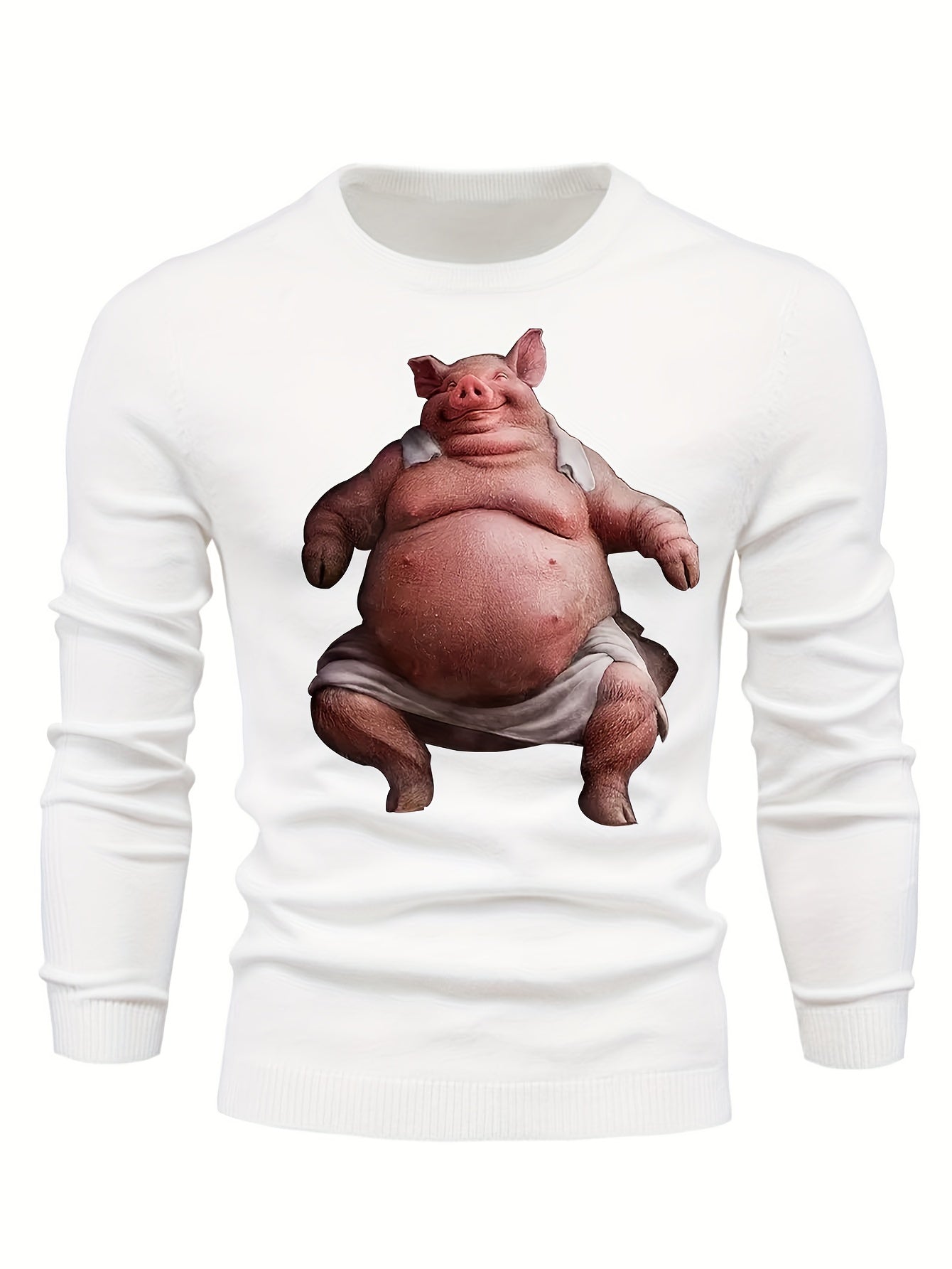 Funny Fat Pig Pattern Men's Knitted Sweater