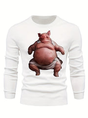 Funny Fat Pig Pattern Men's Knitted Sweater