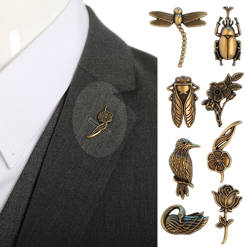 Insect Flower Brooch Retro Collar Pin Men's Business Suit Pin