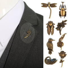 Insect Flower Brooch Retro Collar Pin Men's Business Suit Pin