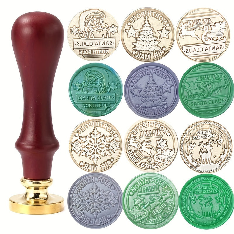 Christmas Wax Seal Stamp Retro Style Lacquer Seal Head Handle Craft Wax Seal Hea
