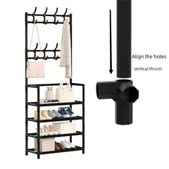 Coat Rack With Shoe Storage Shelf Freestanding Garment Rack