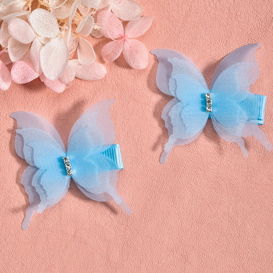 2pcs Chiffon Butterfly Hair Clips - Perfect Holiday Party Gift