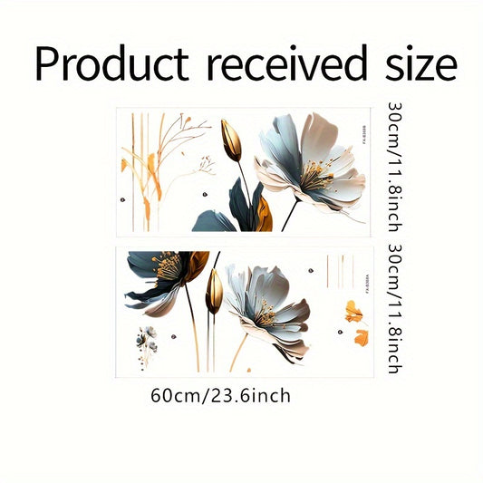 2pcs 3D Flower Wall Stickers Living Room Pvc Self-adhesive 23.6 x 11.8 inch