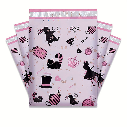 5pcs Light Pink Printed Courier Bag Thickened