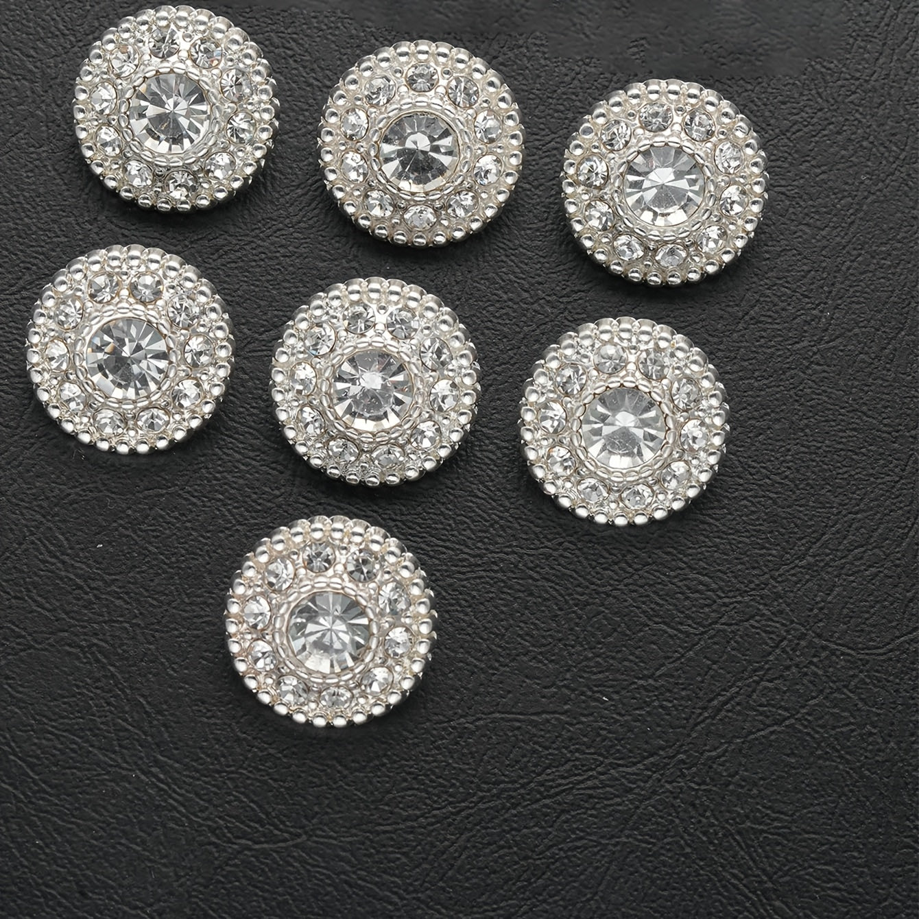 7 Pack Alloy Rhinestone Round Buttons for DIY Crafts and Clothing