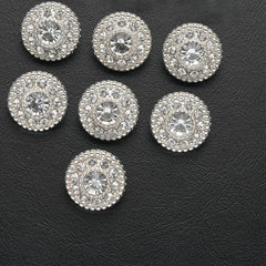 7 Pack Alloy Rhinestone Round Buttons for DIY Crafts and Clothing
