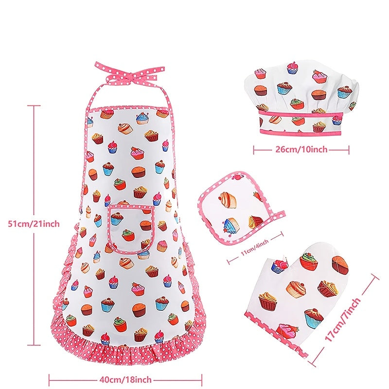 Kids Pretend Kitchen Toy Apron Baking Tool Set Mini Cake Apron