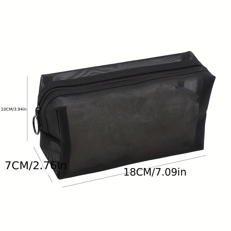 Transparent Mesh Makeup Case Organizer Storage Pouch Zipper Toiletry Wash Bags