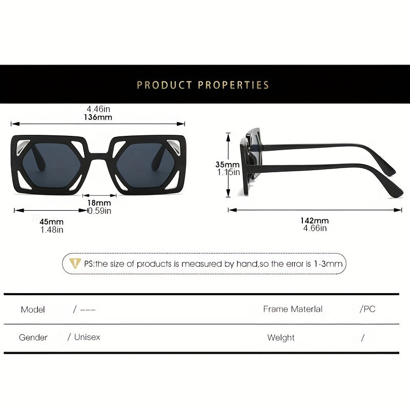 Y2K Square Sunglasses UV400 Beach Party Club Funny Props