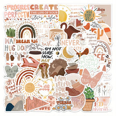 50pcs Bohemian Motivational Stickers for Notebooks Water Bottles & More
