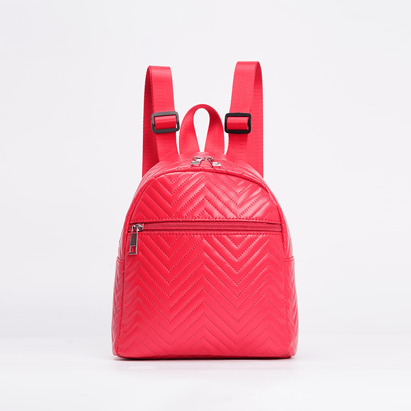Embroidered PU Leather Small Backpack Waterproof School Travel Bag