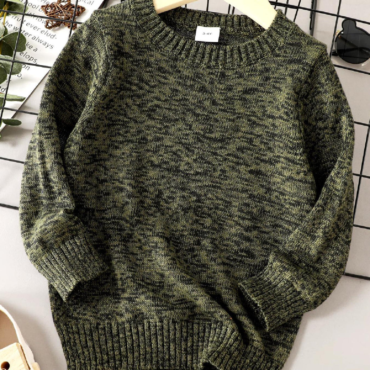 Boys Knit Sweater Round Neck Long Sleeve Stretch Warm Pullover