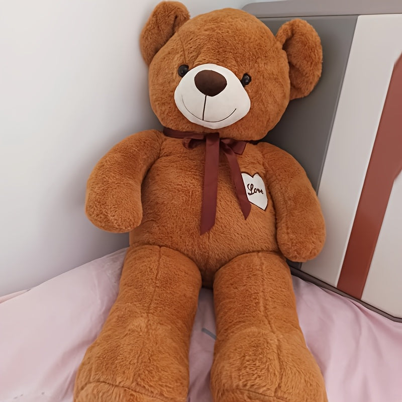 Pink Teddy Bear Plush Toy with Heart Tag - Soft Stuffed Animal for Birthday Gift