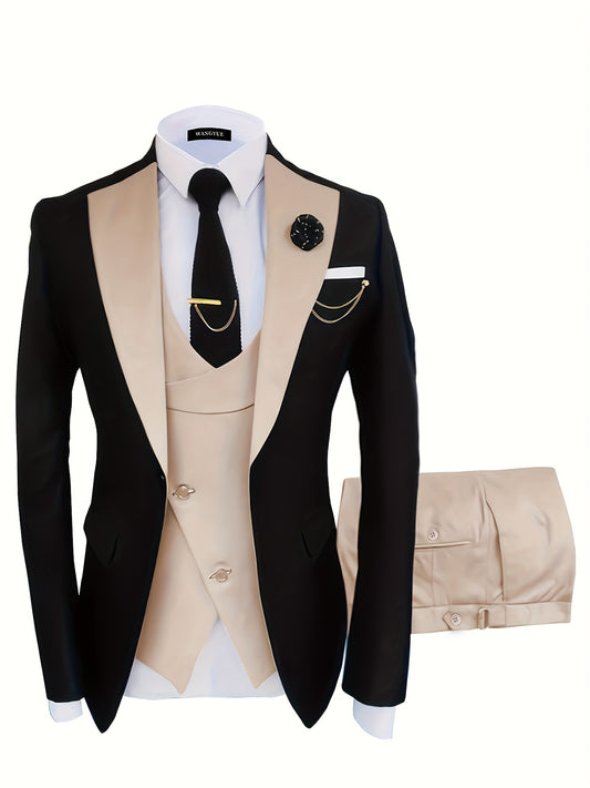 Formal 3 Pieces Set Men's Business Suit for Dinner Wedding Party