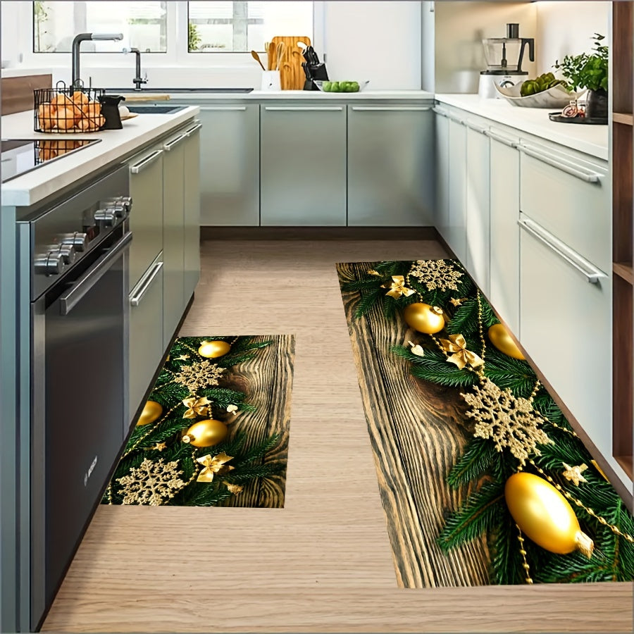 Cute Santa Claus Print Kitchen Mat - Winter Xmas Decor