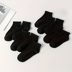 10 Pairs Solid Sports Socks Women's Crew Short Stockings & Hosiery