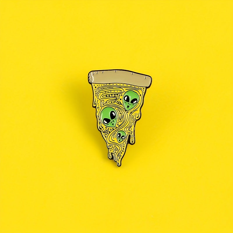 Triangle Alien Pizza Enamel Brooch