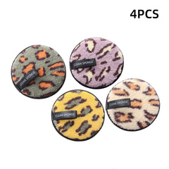 2pcs 4pcs Reusable Makeup Remover Pads Leopard Cleansing Facial