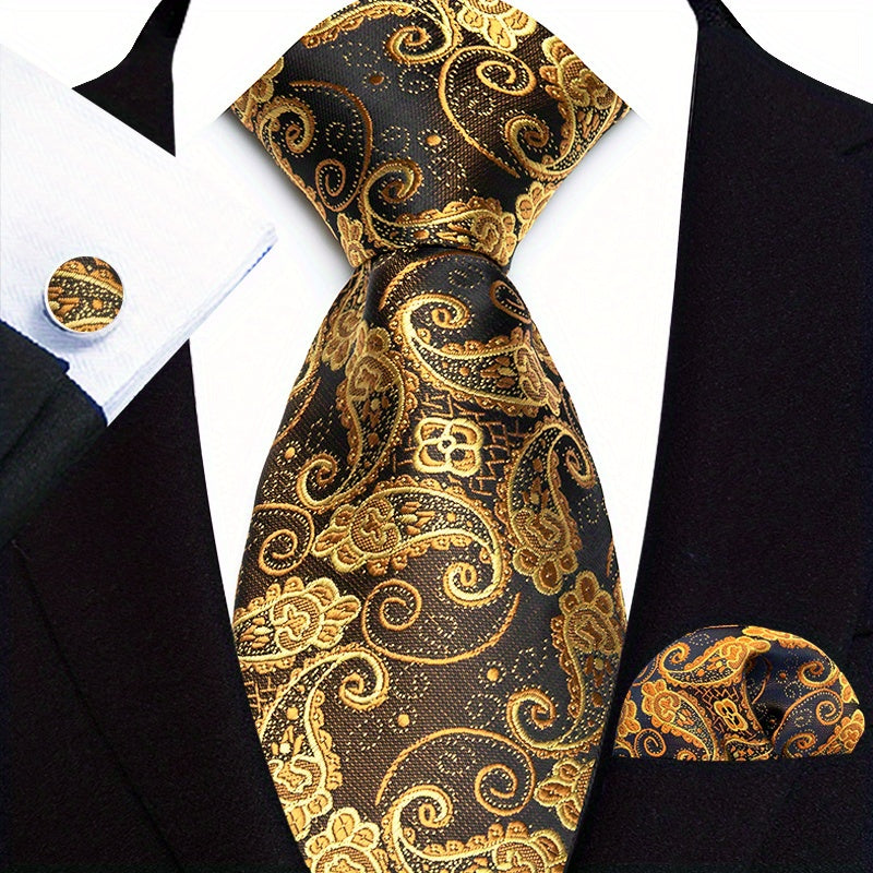 Men's Stripe Paisley Tie Set with Accessories
