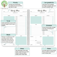 Daily Planner To Do List Notebook With Hourly Schedule Undated Goal Agenda