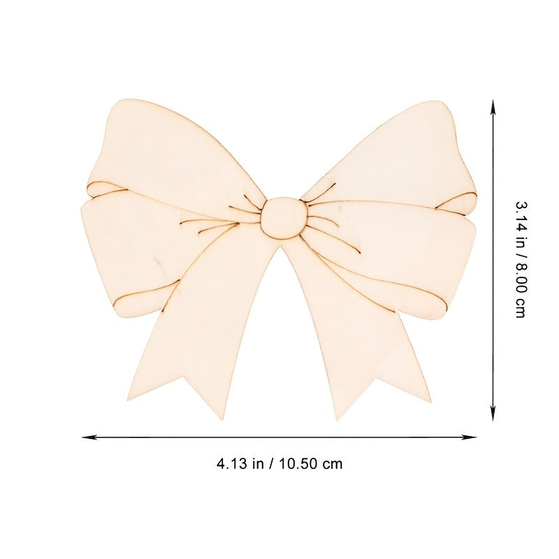 10pcs Bowknot Shaped Wooden Cutouts Wood Ornament for Crafts Projects