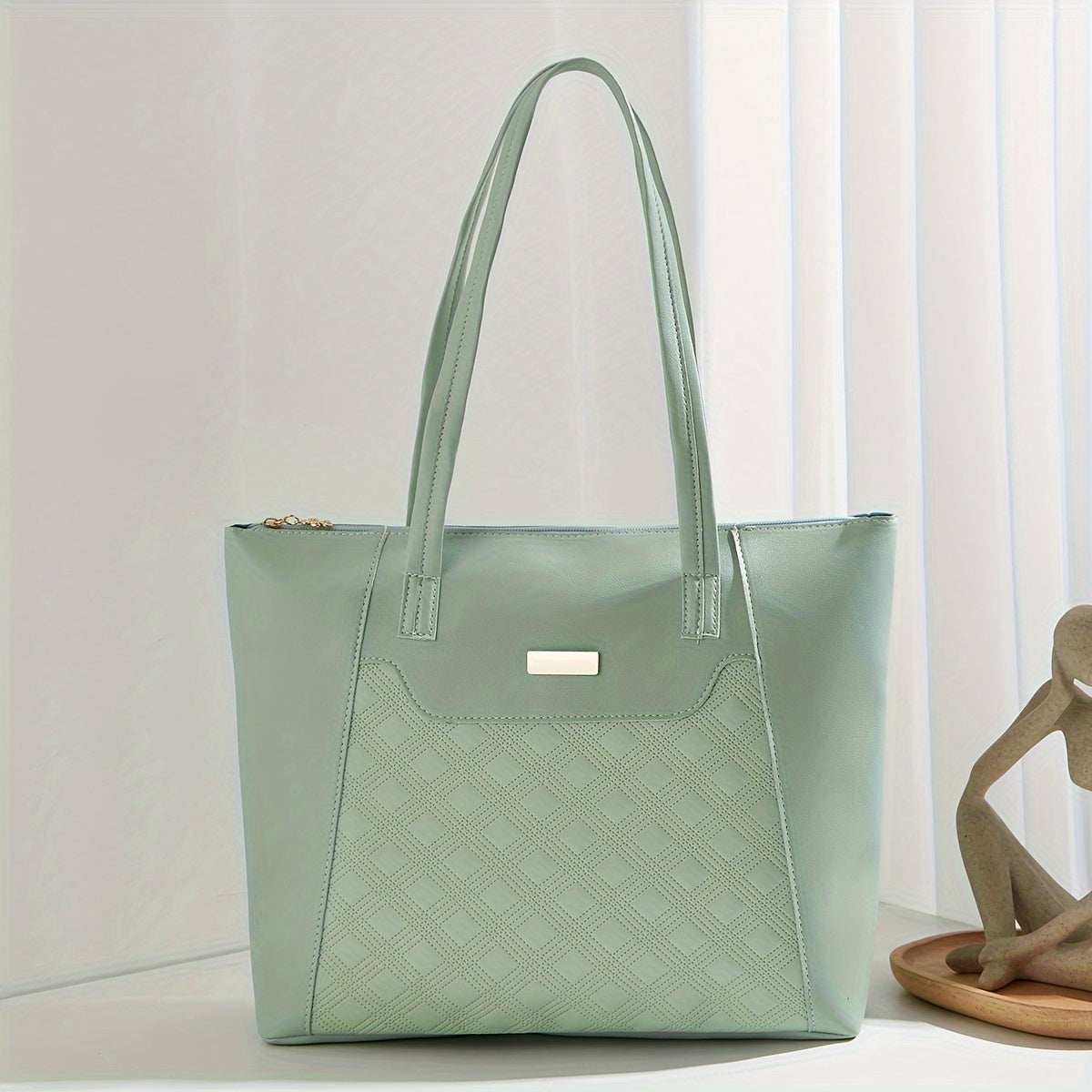 Argyle Embossed Quilted Tote Bag Women's Handbag