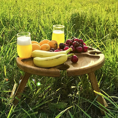 Portable Foldable Wine Table with Glass Holder for Camping