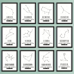 Zodiac Wall Art Minimalistic Posters Home Decor Gift