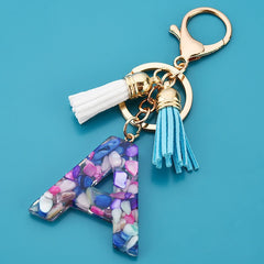 Alphabet Resin Keychain Ring Purse Bag Charm Women Girls Gift