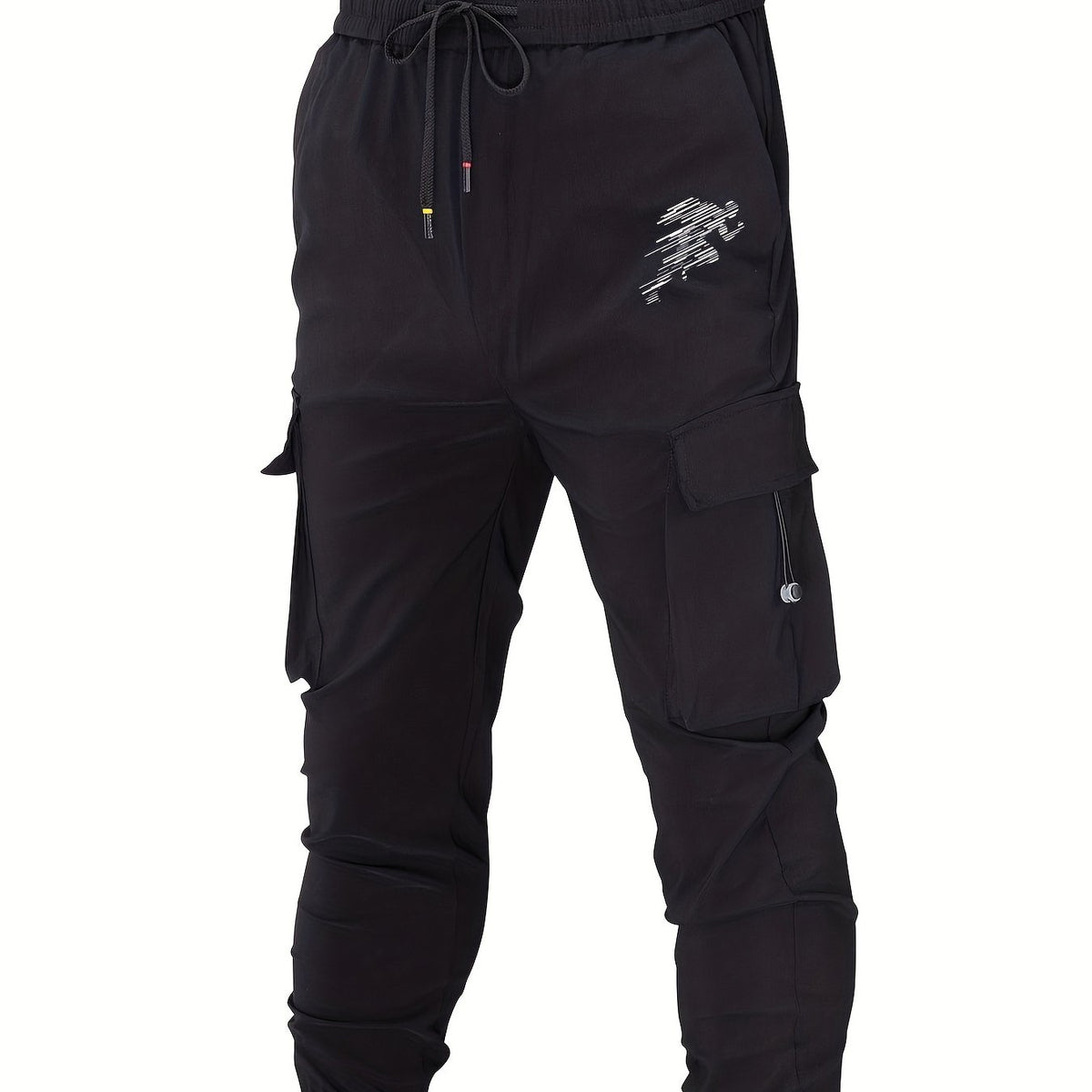 Leaf Pocket Cotton Cargo Pants Men's Casual Drawstring Cargo Joggers
