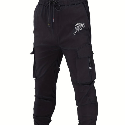 Leaf Pocket Cotton Cargo Pants Men's Casual Drawstring Cargo Joggers