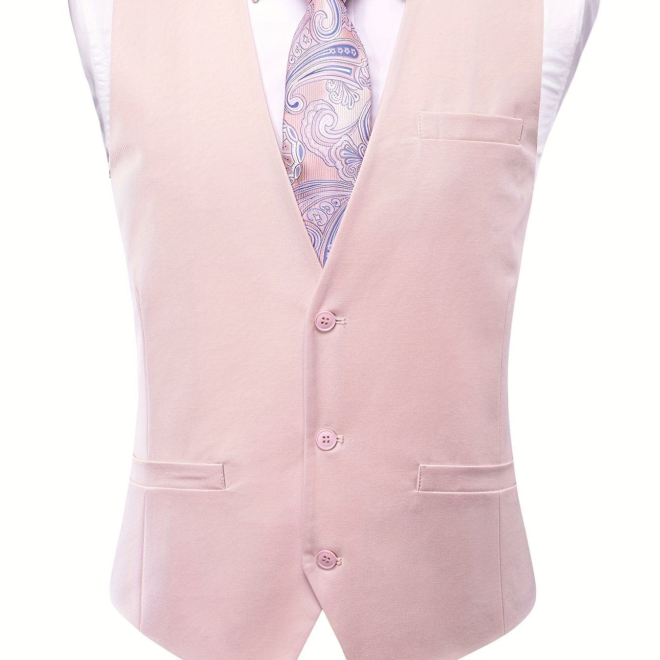 Vintage Style Dress Waistcoat Men's Single Breasted Solid V Neck Smart Suit Vest