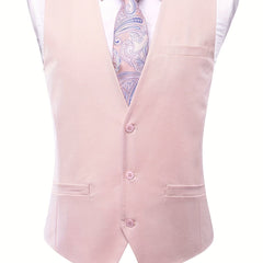 Vintage Style Dress Waistcoat Men's Single Breasted Solid V Neck Smart Suit Vest