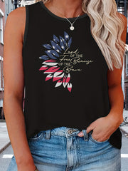  Independence Casual Tank Top Women's Plus Flag Pattern Graphic Print