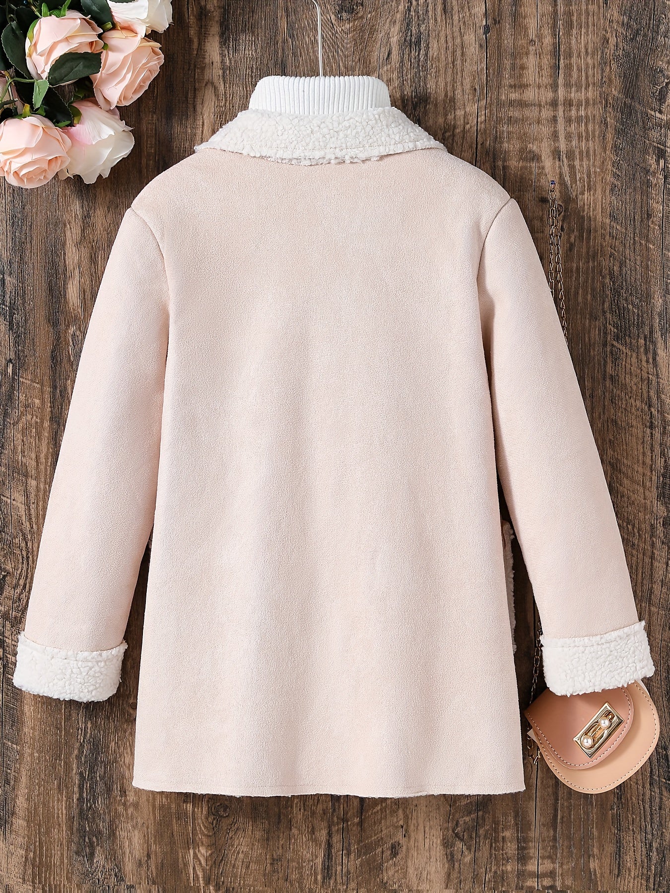 Girls' Winter Coat Fleece Warm Lapel Collar Overcoat