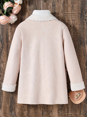 Girls' Winter Coat Fleece Warm Lapel Collar Overcoat