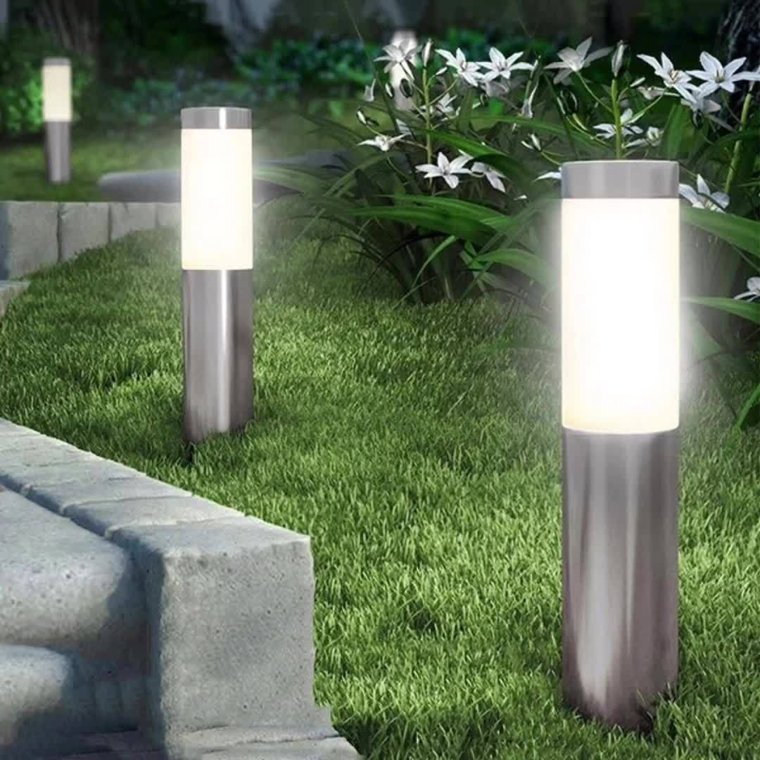 2pcs Solar Outdoor LED Light Stainless Steel Waterproof Modern Design