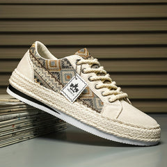 Men's Canvas Lace Up Skate Shoes Breathable Sneakers