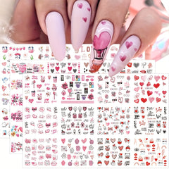 Valentine Nail Water Transfer Stickers Heart Love Letter Red Lip Rose Nail Art D