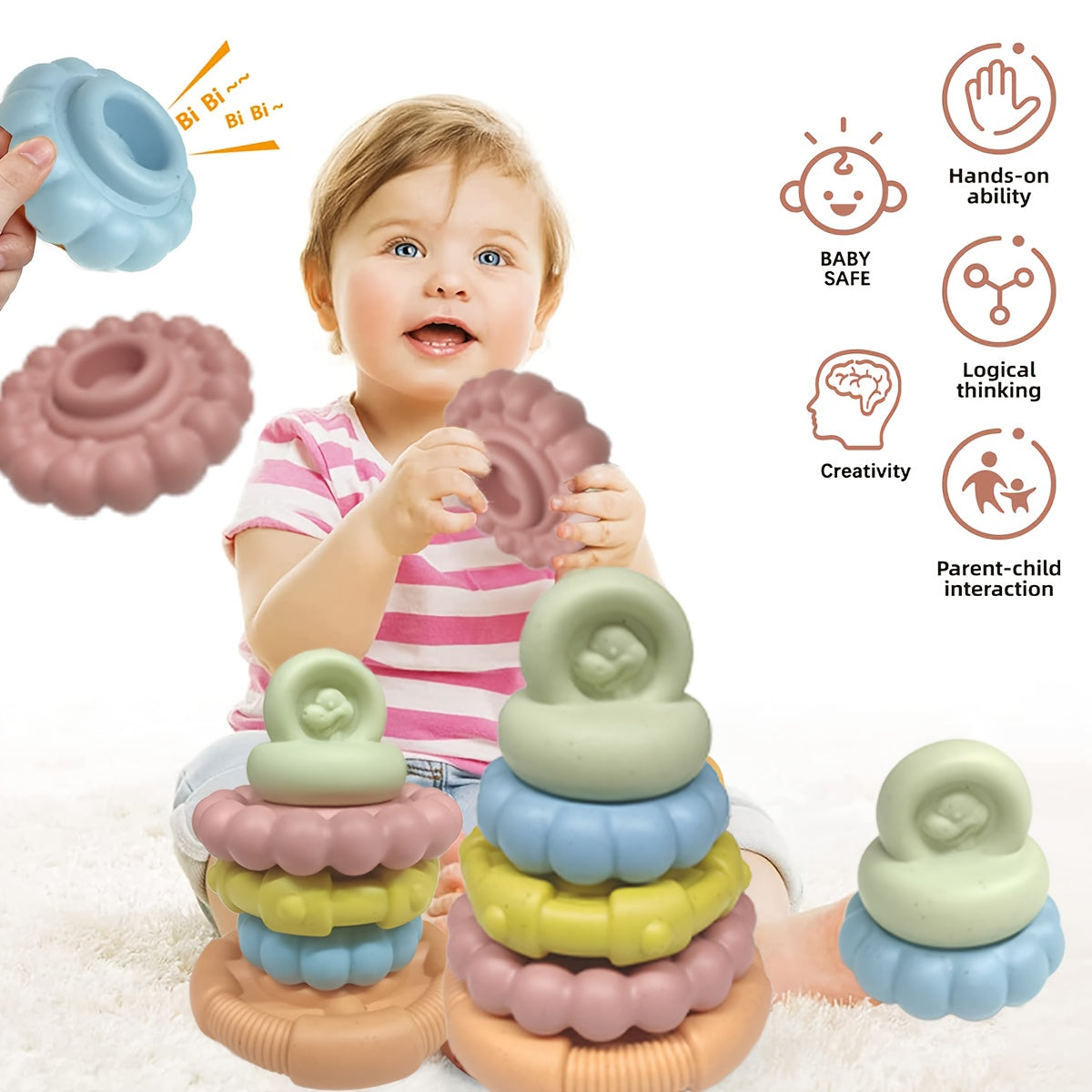 Soft Stack Blocks Ring Stacking Toys for Babies Non Toxic Plastic