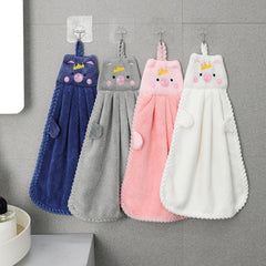 Soft Coral Fleece Piggy Hand Towel for Kitchen Use