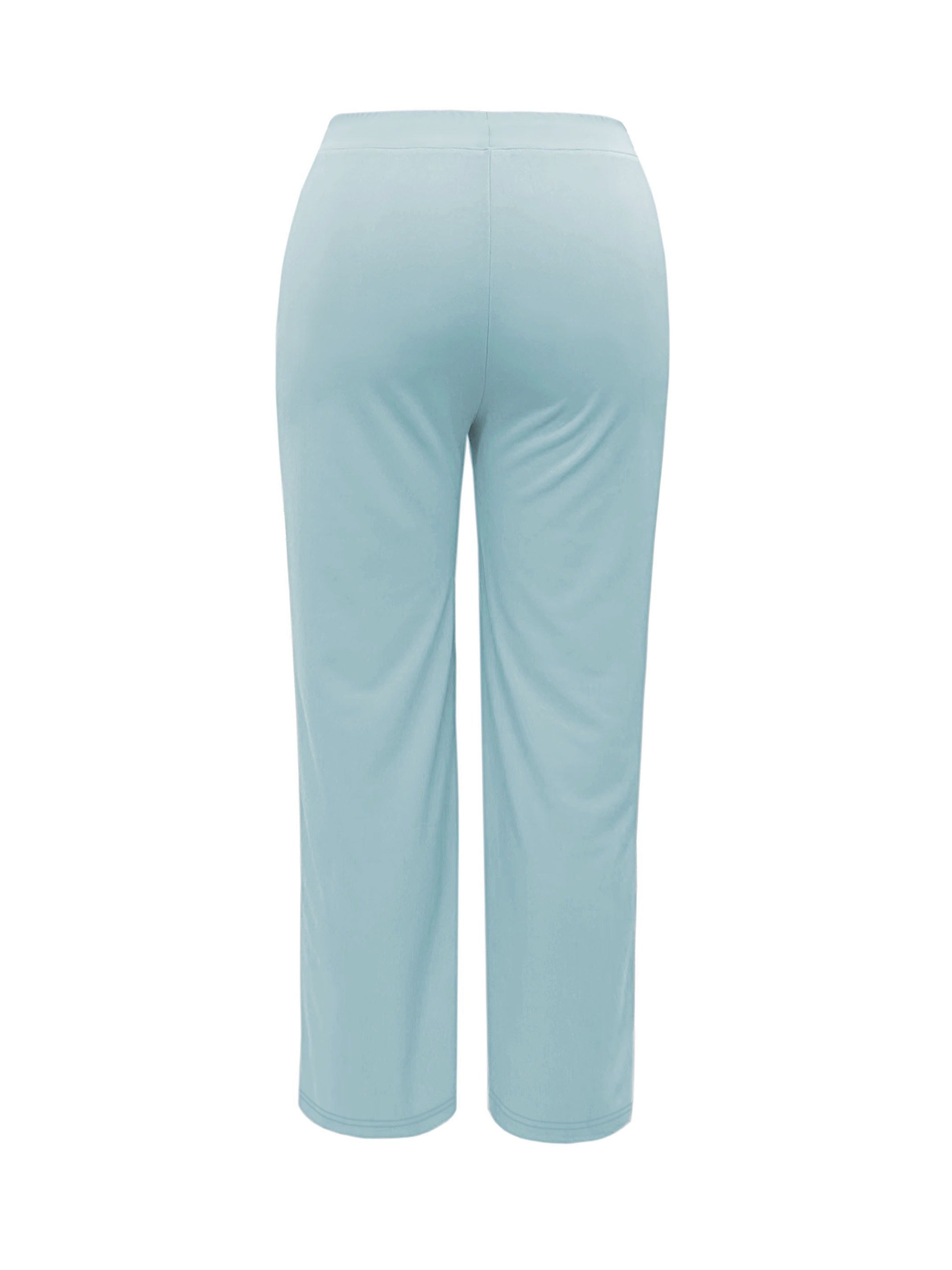  Solid Drawstring High Rise Straight Leg Crop Pants