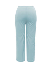  Solid Drawstring High Rise Straight Leg Crop Pants