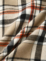 Men's Vintage Hawaiian Style Flannel Fleece Plaid Lapel Shirt