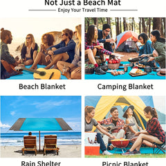 Waterproof & Sandproof Beach Blanket for 5-8 Adults, Lightweight & Portable