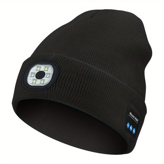 LED Light Hat Wireless Function Beanie Hat Rechargeable Knit Warm Hat