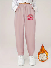 Women's Plus Size Joggers with Fleece Liner & Drawstring
