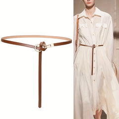 Thin Leather Belt Casual Dress Belt Classic Waistband for Women