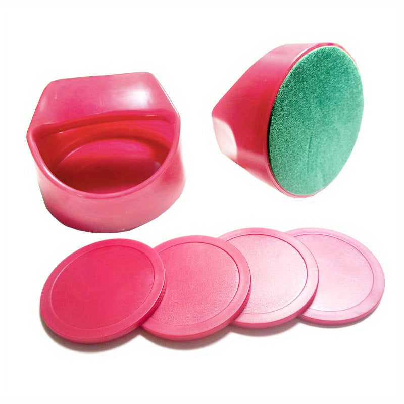 Air Hockey Pushers & Pucks Replacement Accessories 2 Red Pushers 4 Pucks